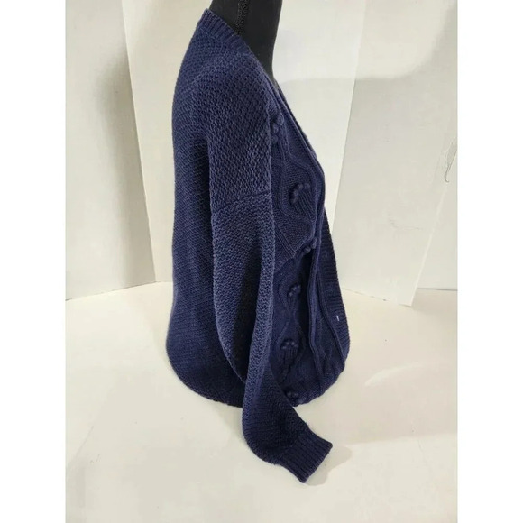Women's Worthington Heavyweight Sweater Cardigan Size Medium Navy Vintage - Picture 2 of 8